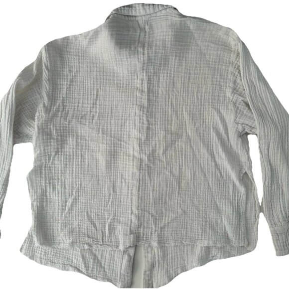 UO Urban Outfitters Gauze Cotton Button-Down Muslin White Shirt Womens Small - Picture 3 of 9